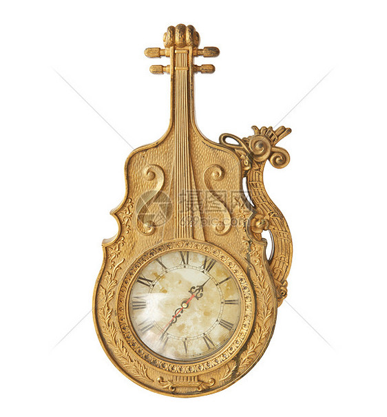 古金钟艺术奢华手表小提琴青铜圆圈金属装饰品音乐古董图片