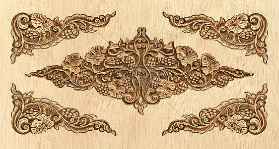 花雕花框绘画木板边界木头艺术正方形风格建造木材文化图片