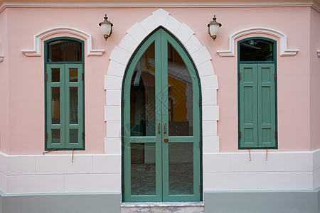 粉粉门窗地面房间入口假期房子粉色文化旅游框架街道图片