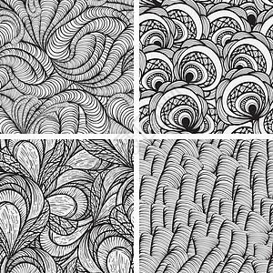 4个无缝的矢量 funky 单色模式图片