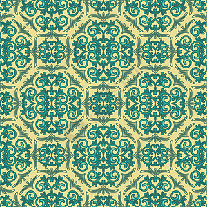丝绸无缝花卉模式蓝色植物风格漩涡绘画墙纸纺织品插图金子网络插画