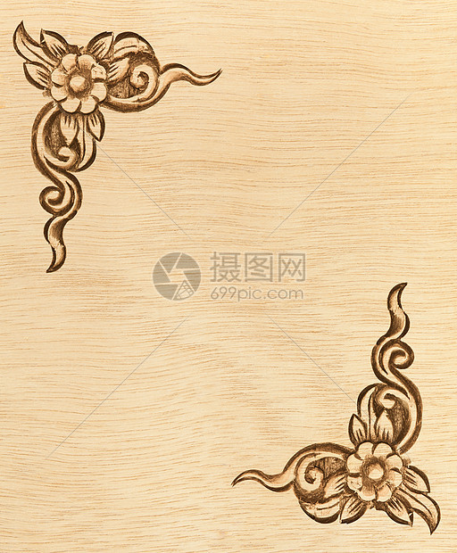 花雕花框照片艺术木头装饰绘画文化木工玫瑰正方形材料图片
