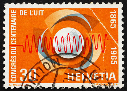 1965年 瑞士邮邮票 通信和波浪标志社图片