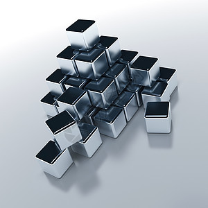 含有金属表面的立方形抽象天体白色技术灰色命令盒子反射建造解决方案积木数字化图片