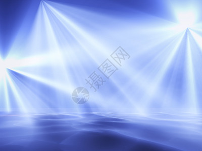 在俱乐部舞台上的蓝灯 烟雾凝块图片