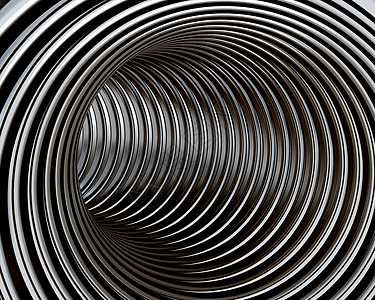 翻过圆隧道 用抛光的金属墙壁速度管子力量黑色绘画数字化曲线涡流走廊反射图片