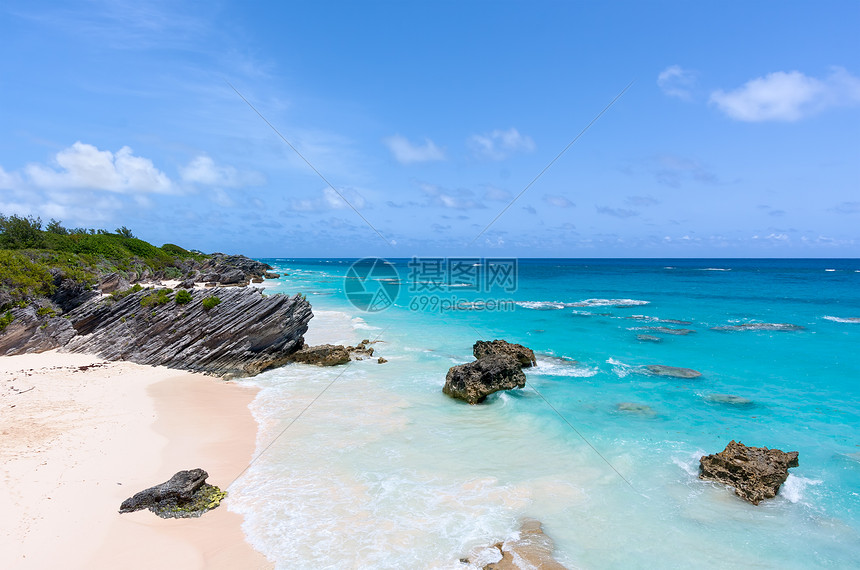 百慕大马蹄湾岩石海湾冲浪马蹄铁海浪沿海天空假期海洋蓝色图片