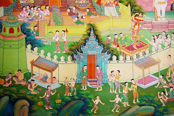泰国传统长城故事文化装饰古董教会墙纸历史上帝佛教徒风格图片