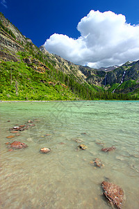 蒙大拿雪崩湖高山场景生态公园旅行荒野环境天空风景岩石图片