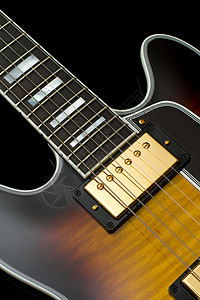 布鲁斯吉他金子木头字符串线圈音乐护板乐器心体指板图片