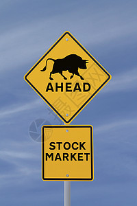 路面公牛市场股市标志动物蓝色经济投资金融商业路标股票图片