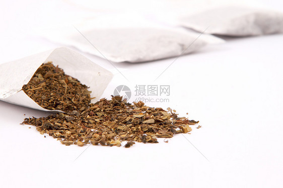 特写茶袋玻璃香料英语药品早餐食物茶包标签时间杯子图片