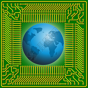技术概念设计木板地球背景材料技术概念设计创造力黄色处理器硬件横幅电路绿色科学网络工程图片