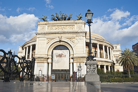 巴勒莫的剧院假期海鸥建筑学观光雕塑旅游纪念碑吸引力雕像蓝色图片