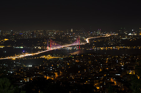 Bosphorus桥夜景假期设备风景全景钢缆旅行景观路灯结构地方图片