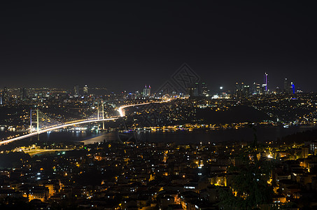 Bosphorus桥夜景景观风光建筑旅行设备路灯风景全景灯光蓝色图片