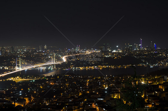 Bosphorus桥夜景景观风光建筑旅行设备路灯风景全景灯光蓝色图片