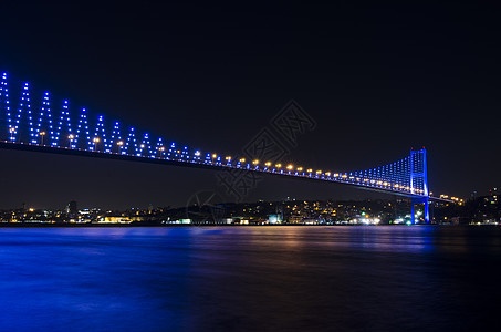 Bosphorus桥夜景钢缆设备街道城市外观地方都市假期蓝色旅行图片