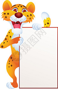 印有空白符号的Cheetah猎豹丛林插图哺乳动物动物园尾巴横幅漫画热带乐趣图片