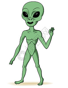 绿外星生物绿色火星眼睛姿势绘画怪物男人插图展示图片