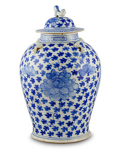 中国古董花瓶陶器瓷器蓝色装饰艺术文化工艺花朵商品陶瓷背景图片