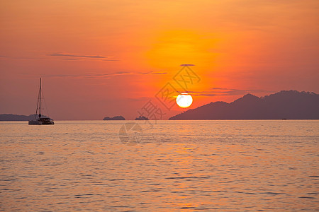 海洋和山山森林地平线岩石木头假期反射公园环境阳光风景图片