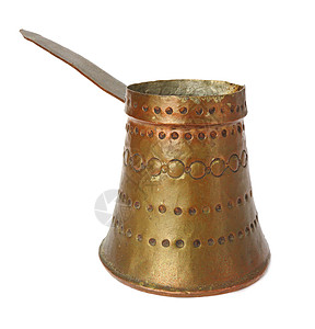 旧铜茶壶黄铜色古董时间反射黄色棕色金属饮料白色手工图片