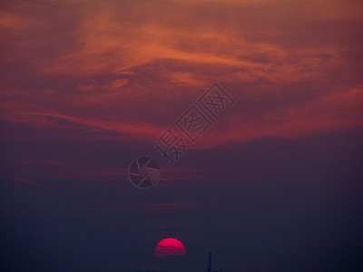 日落宁静橙子蓝色太阳红色紫色天空图片