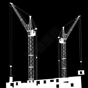 大楼两台起重机的休眠技术房子项目员工城市摩天大楼生长工程建筑学建筑物图片