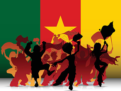 喀麦隆  运动粉丝围旗快乐支持者竞赛杯子俱乐部游戏派对团体玩家横幅图片