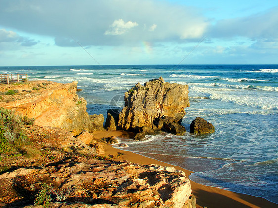 维多利亚澳大利亚海岸直线地质学地形环境海滩海浪支撑崎岖栖息地场景海洋图片