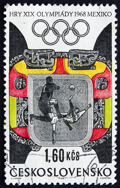 捷克斯洛伐克1968年的足球 足球 奥林匹克奖章邮票图片