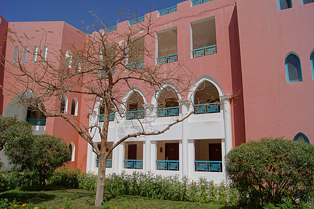阿拉伯建筑院子灌木庭院海岸露台建筑学支撑花园红陶阳台图片