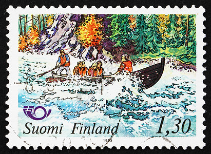 芬兰 1983 年芬兰基特卡河激流的邮票图片