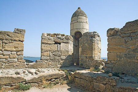 克里米亚的YeniKale堡垒旅游文化建筑学石头城堡旅行历史性天空地标图片