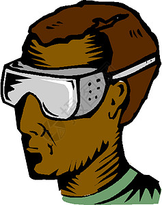 戴安全眼镜的工人男人院子职业工作手套特工头盔石匠工作服图片