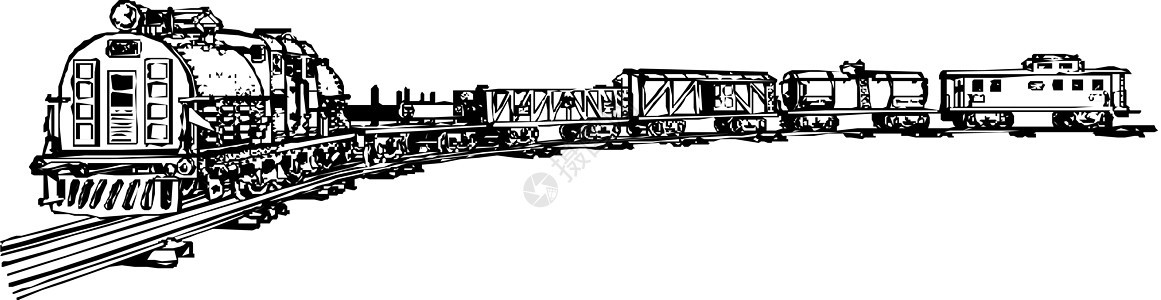 蒸汽火车机车曲目铁路白色插图运输引擎货运旅行图片