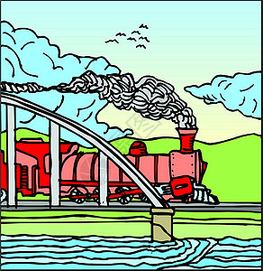 蒸汽火车机车插图旅行曲目白色货运引擎运输铁路图片