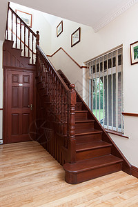 木林楼梯房间房子建筑奢华财产装饰窗户木头棕色风格图片