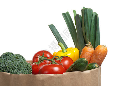 杂草纸袋蔬菜购物黄瓜洋葱胡椒白色黄色绿色红色图片