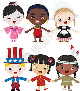持手的多文化儿童世界孩子们多样性夹子友谊卡通片国家地球团体男孩们图片