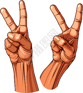 一组双手元素插图绘画符号手腕优胜者设计情绪人类胜利图片