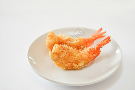 炸虾虾烹饪油炸美食白色午餐盘子食物饮食海鲜图片
