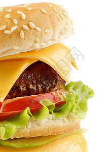 美味芝士汉堡沙拉饮食午餐芝麻洋葱包子红色绿色美食家面包图片