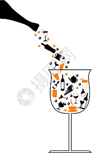 食品和饮料图标艺术餐厅瓶子玻璃圆形俱乐部气泡插图啤酒艺术品图片