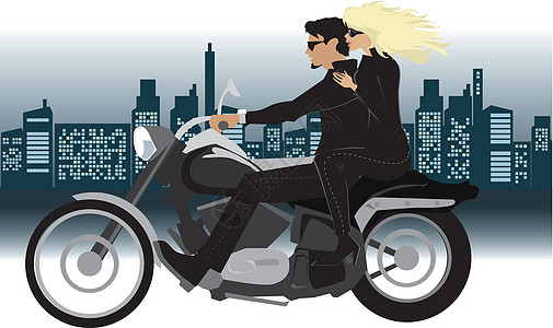 骑摩托车的夫妇运输男性黑色建筑物白色男人旅行街道城市骑马图片