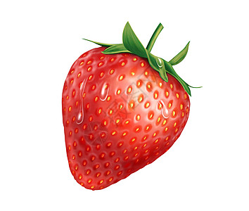 草莓矢量白底隔离的草莓多汁 淡水滴滴背景