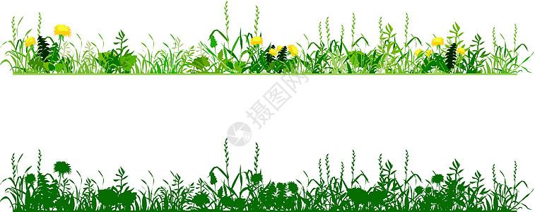 草地农场植物绿色花朵插图小精灵花园场地草原剪影图片
