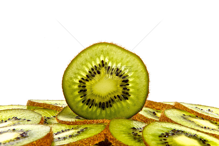 Kiwi 水果果皮营养食物奇异果种子白色皮肤绿色反射饮食图片