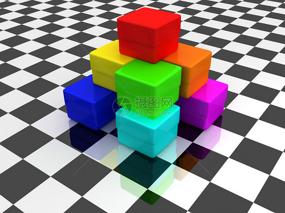 颜色框建造积木几何学立方体逻辑数据统计正方形童年销售图片